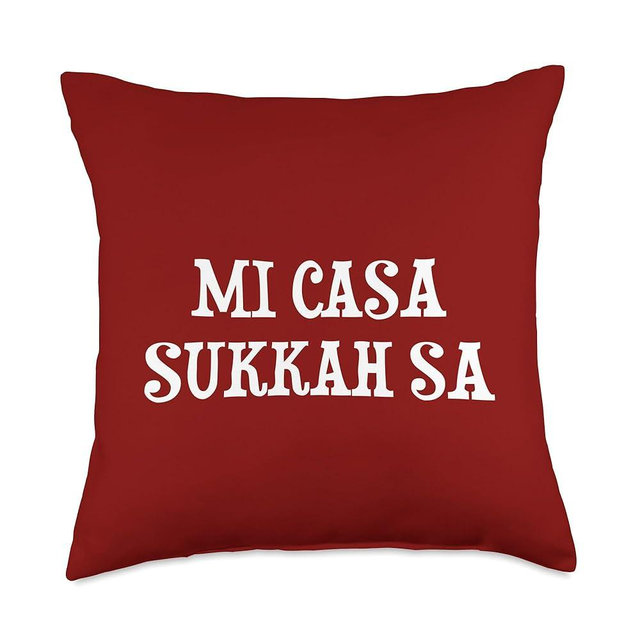 Mi Casa Sukkah sa Sukkot Jewish Ushpizin Guests Lulav Etrog Throw Pillow