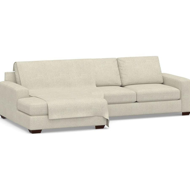 Pet Throw, Large 52" x 100", Performance Heathered Basketweave Alabaster White