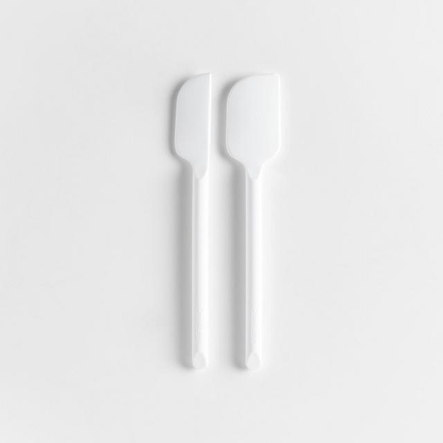 Crate & Barrel White Silicone and Stainless Steel Mini Spatulas, Set of 2