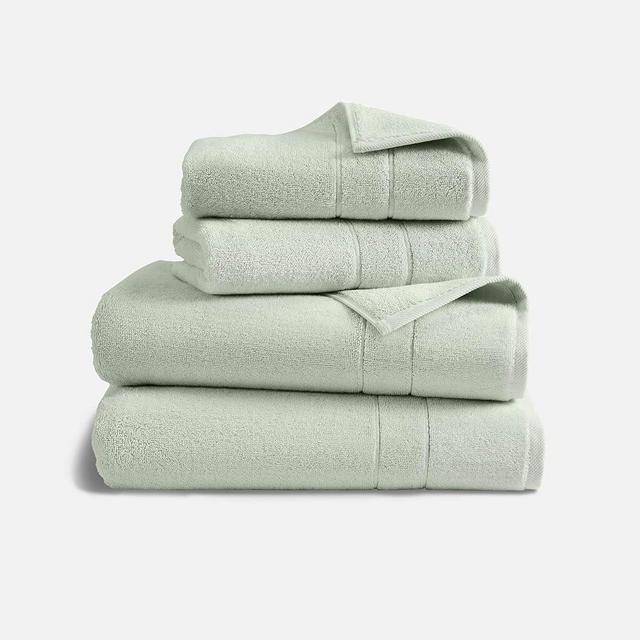 Brooklinen Super-Plush Turkish Cotton Bath Towel Set - 2 Bath Towels + 2 Hand Towels Cotton, 820 GSM, Highly Absorbent, Machine Washable, Perfect for Home & Bathroom (Aloe Green)