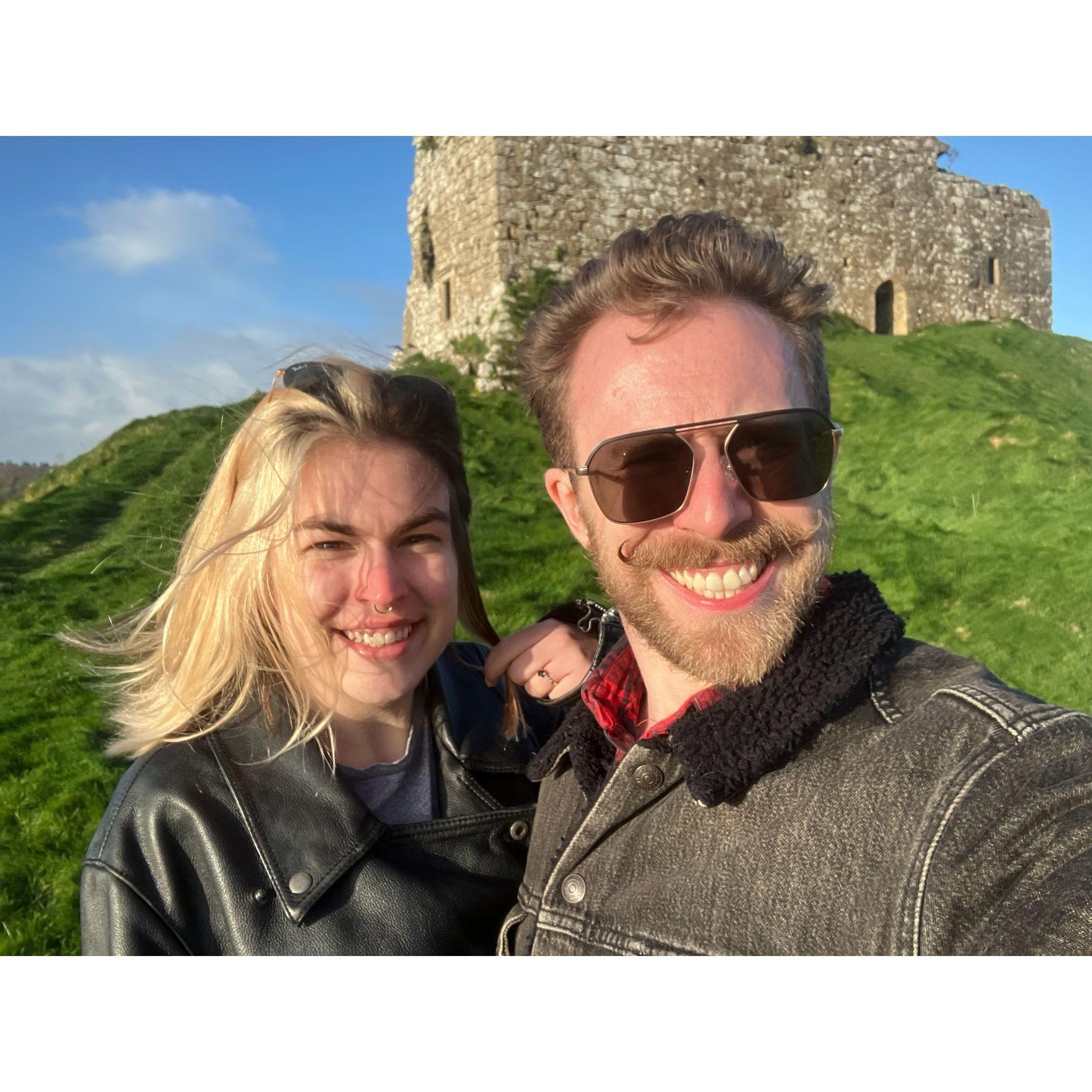 Us in Ireland. We stumbled across castle ruins when we decided to follow a heritage road sign for a 'rock'