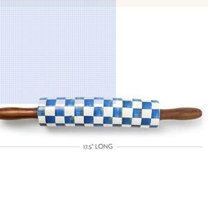 MACKENZIE-CHILDS Rolling Pin, Decorative Roller Pin for Baking, Cute Baking Supplies, Blue-and-White Royal Check
