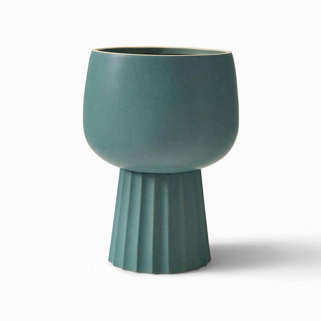 Marta Ceramic Floor Planter, Small, Eucalyptus