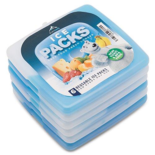 Stay Cool Reusable Ice Pack (6 Pack) for Lunch Box - Slim, Lightweight Freezer Cold Packs For Coolers, Lunch Boxes & Camping