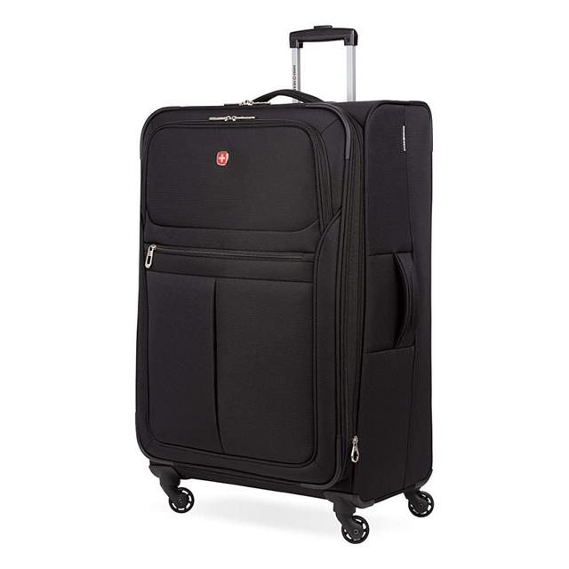 SwissGear 4010 Softside Luggage with Spinner Wheels, Black, Checked-Large 31-Inch