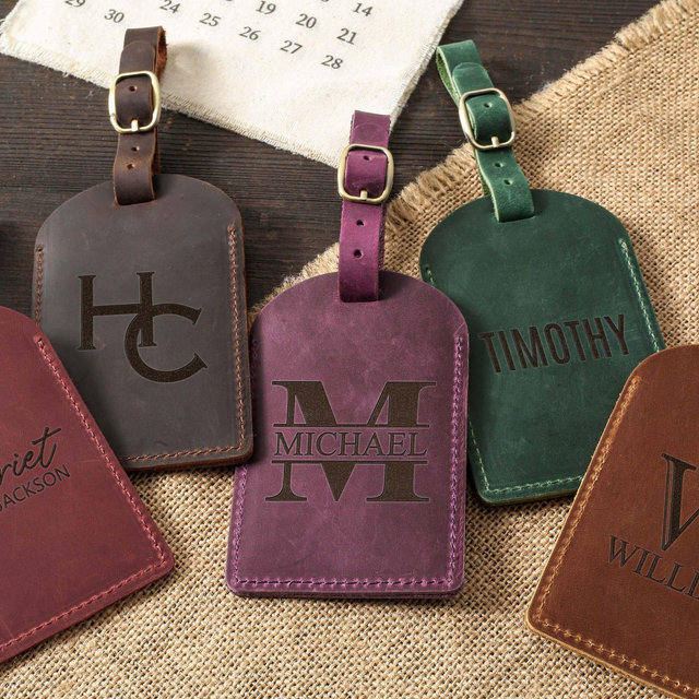 Personalized Luggage Tags, Custom Travel Gift, Engraved Leather Luggage Tag, Groomsmen Gift, Wedding favor Luggage Tag, Valentines Gift