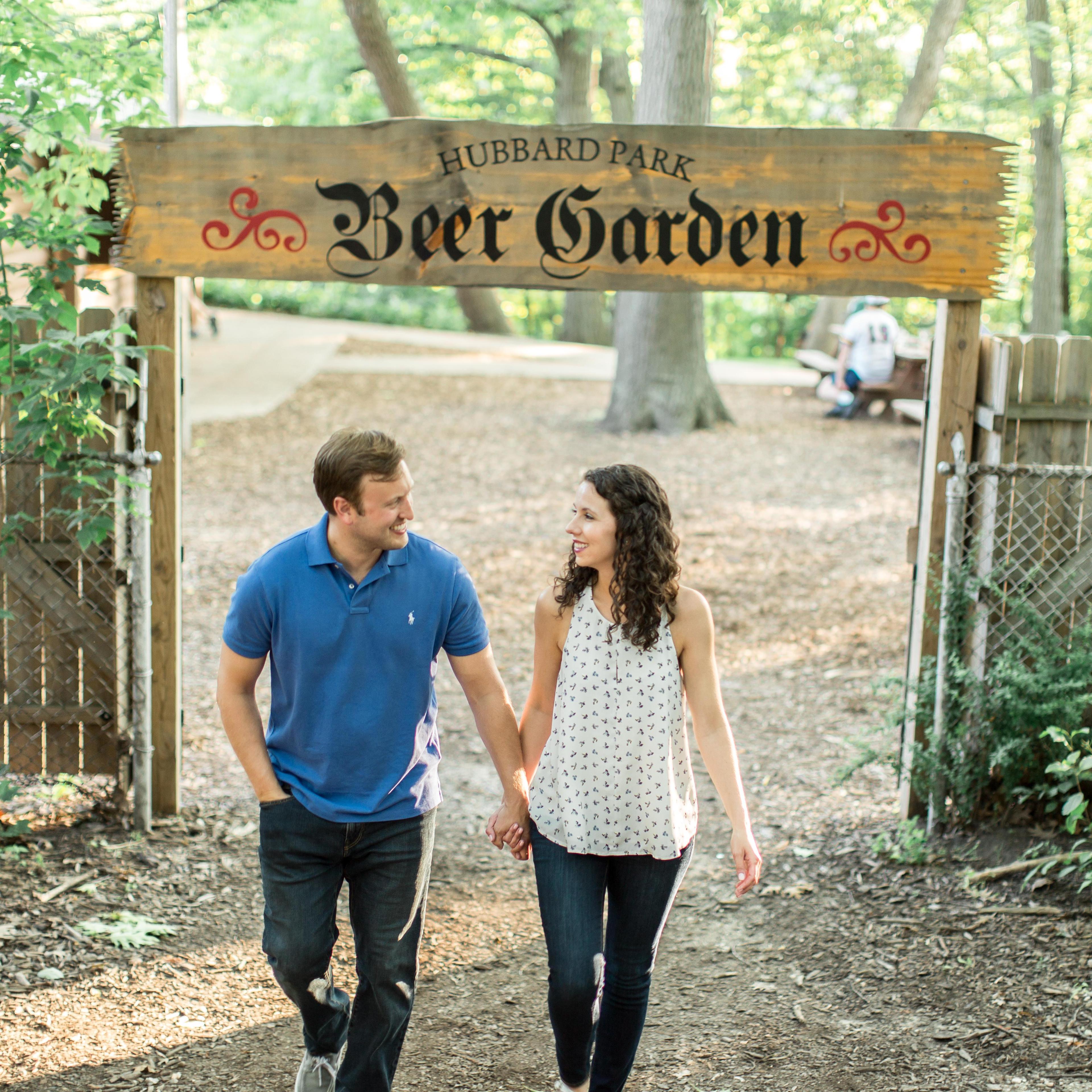 Engagement photos in Hubbard Beer Garden. July 2018