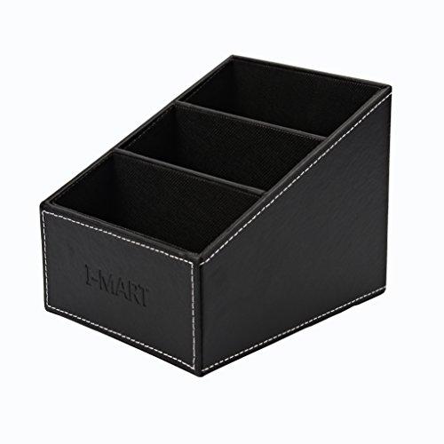 I-MART PU Leather TV Remote Control Holder, Caddy, Organizer, Storage, Stand (Black)