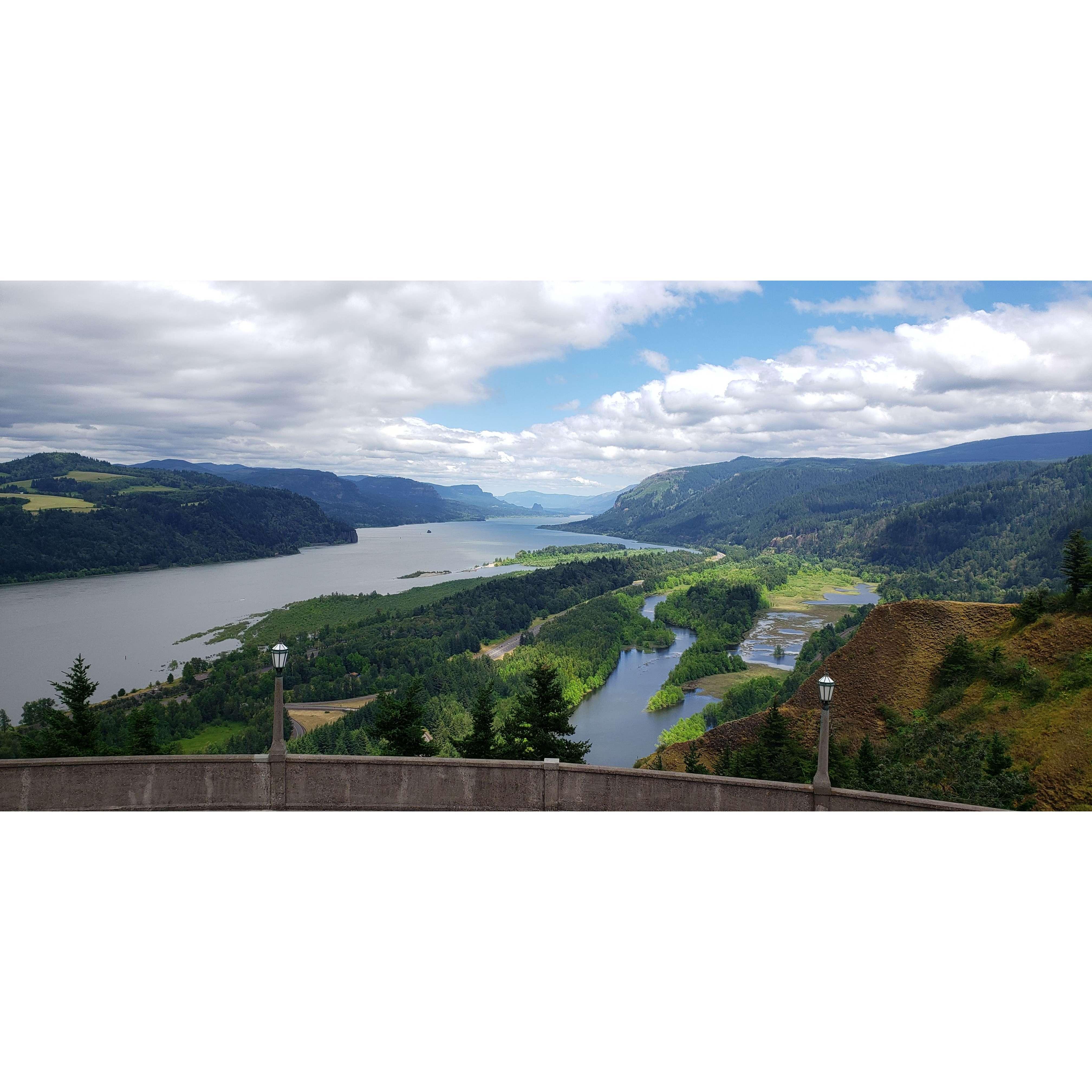 View from the Vista House along the historic highway outside Portland
