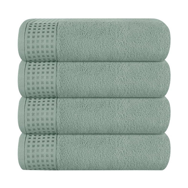 GLAMBURG Ultra Soft 4 Pack Oversized Bath Towel Set 27x54 inches, 100% Cotton Bath Towels, Highly Absorbant Compact Quickdry & Lightweight Towel, Ideal for Gym Travel Camp Pool - Jade