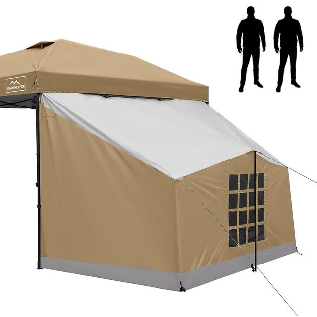 KAMPKEEPER 2 Person Side Tent for 10x10 Canopies, Camping Canopy Tent, Easy Setup Gazebo Camping Cube with Mesh Window, Compatible with 10' Wide Canopy Tents