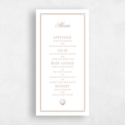 Camel, White Wedding Menu - Passage