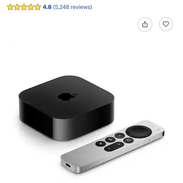 Apple - TV 4K 128GB Streaming Device (3rd generation) - Wi-Fi + Ethernet - Black