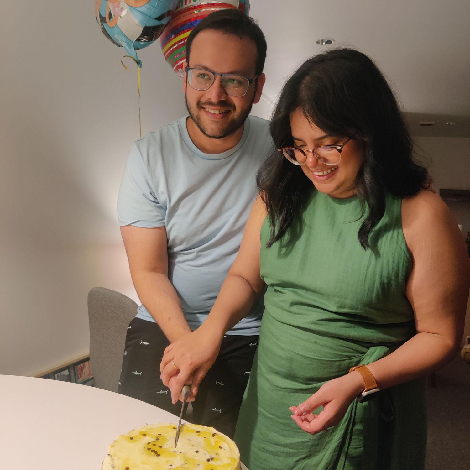 Us in 2025, celebrating our engagement with our friends 💍