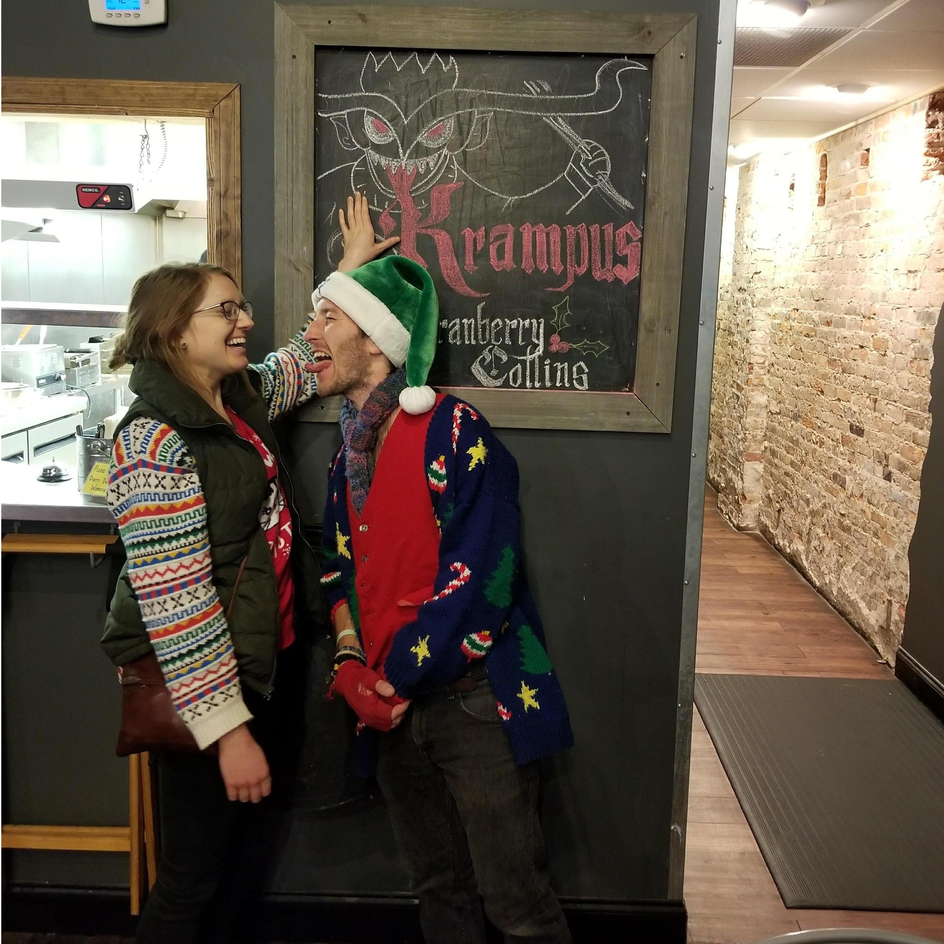 Our first picture together!! Santa-con in Cincinnati, and we found the Krampus Spirit. This was before we were 'official' !
