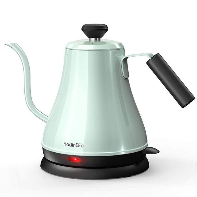 HadinEEon Electric Gooseneck Kettle 100% Stainless Steel BPA-Free Tea Kettle, Electric Pour Over Coffee Kettle Pot Portable Cordless Teapot with Auto Shut-Off Protection, 1000 Watt, 0.8L- Green