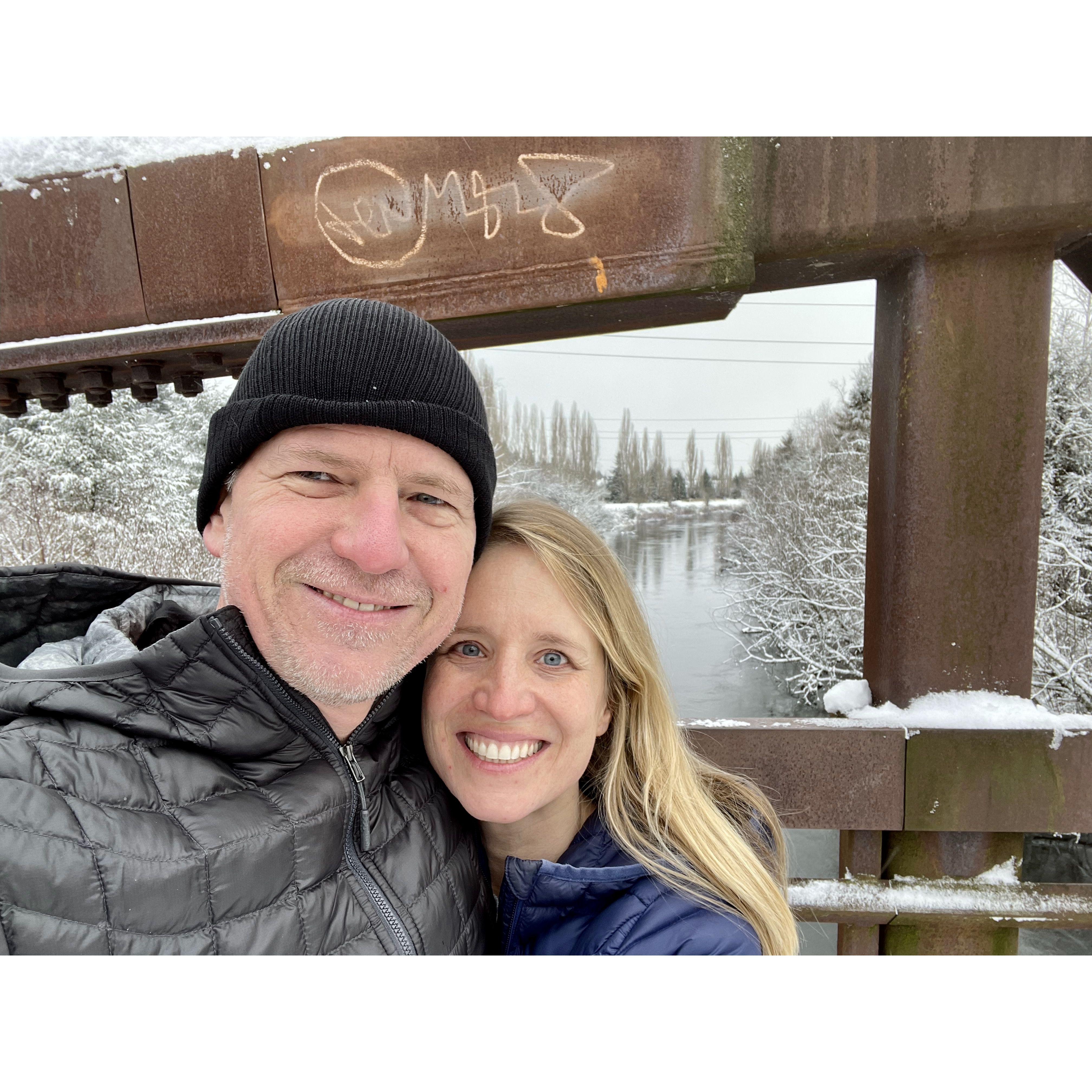 One of our first selfies walking in Redmond