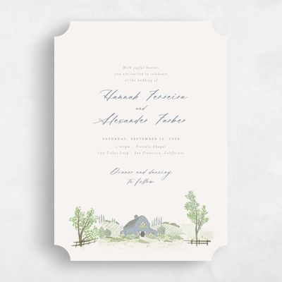 Blue Ticket Wedding Invitation - Sable Classic