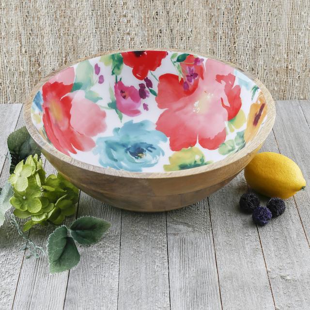 The Pioneer Woman 11.5" Breezy Blossoms Wood Serving Bowl