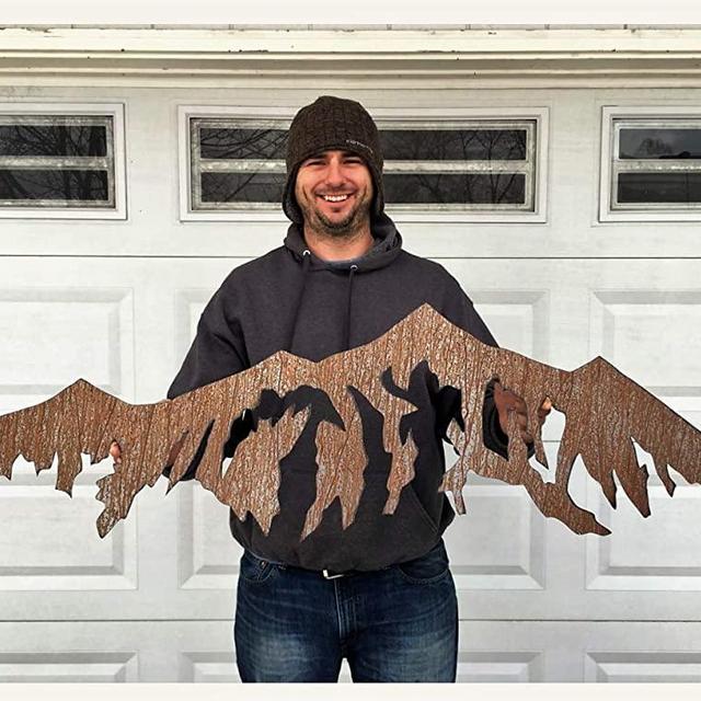 Rustic Mountain Metal Wall Art Handmade 4 Ft