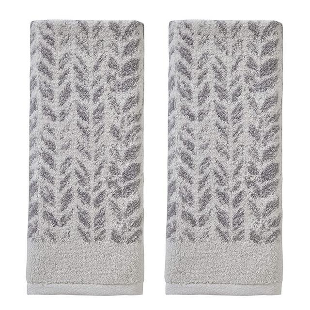 SKL HOME by Saturday Knight Ltd. Distressed Leaves 100% Turkish Cotton Hand Towel Set, 16x26, Gray