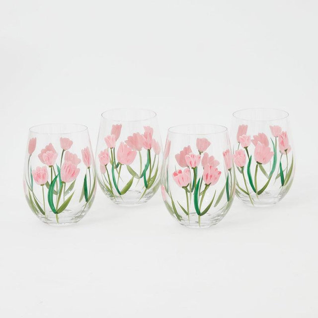 Spring Tulip Glasses (Set of 4)