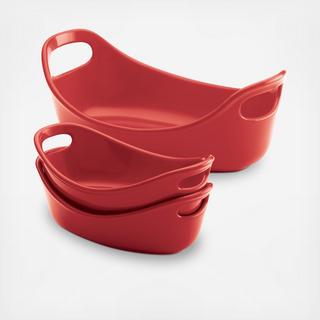 BOLD Bubble & Brown 3-Piece Oval Bakeware Set