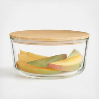 Round Glass Storage Container with Bamboo Lid