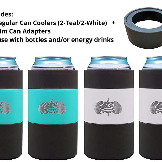 Toadfish Can Cooler - Non-Tipping Suction Cup Can Cooler - Double Wall Vacuum Insulation Insulated Can Cooler Designed to Stay Upright and Not Spill - Stainless Steel Construction