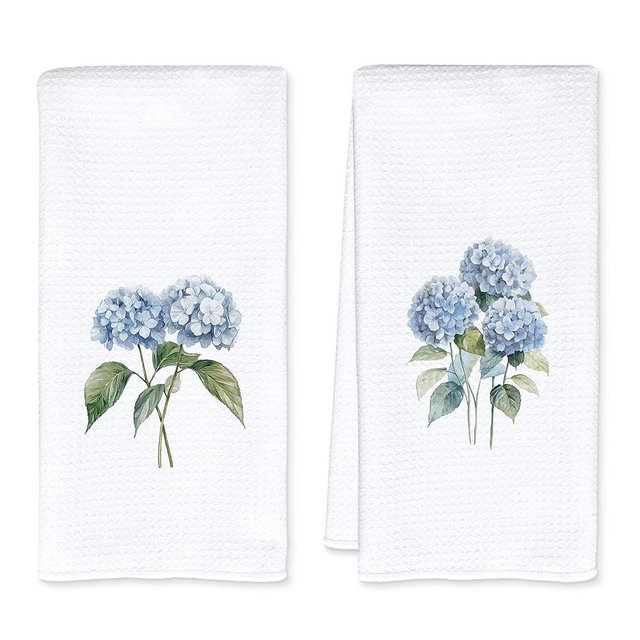 JFFTLL Hydrangea Gifts Kitchen Towels, Hydrangea Decor Dish Tea Towels for Kitchen, Cottagecore Watercolor Floral Hand Towels for for Bathroom Decor, 16x24 Inch
