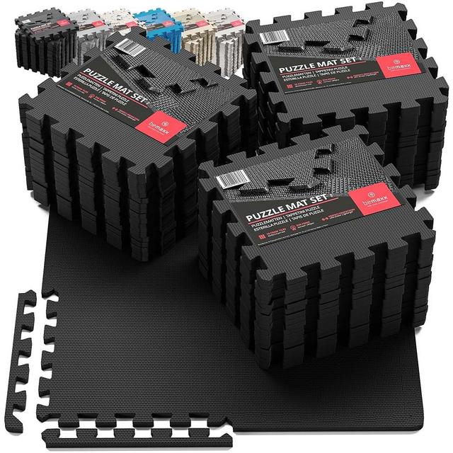 bemaxx Gym Mats Set - 54 pcs EVA Interlocking Foam Floor Tiles (12.6"x12.6"x0.4") 54sqft Protective Gym Flooring Sports Home Workout Exercise Mats Puzzle Garage Fitness Play-Room Garage Pool Treadmill