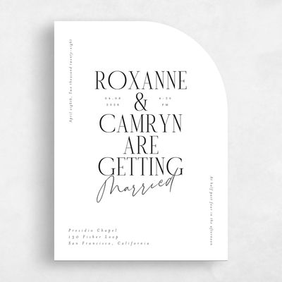 White Half arch Wedding Invitation - Kosrae Portrait