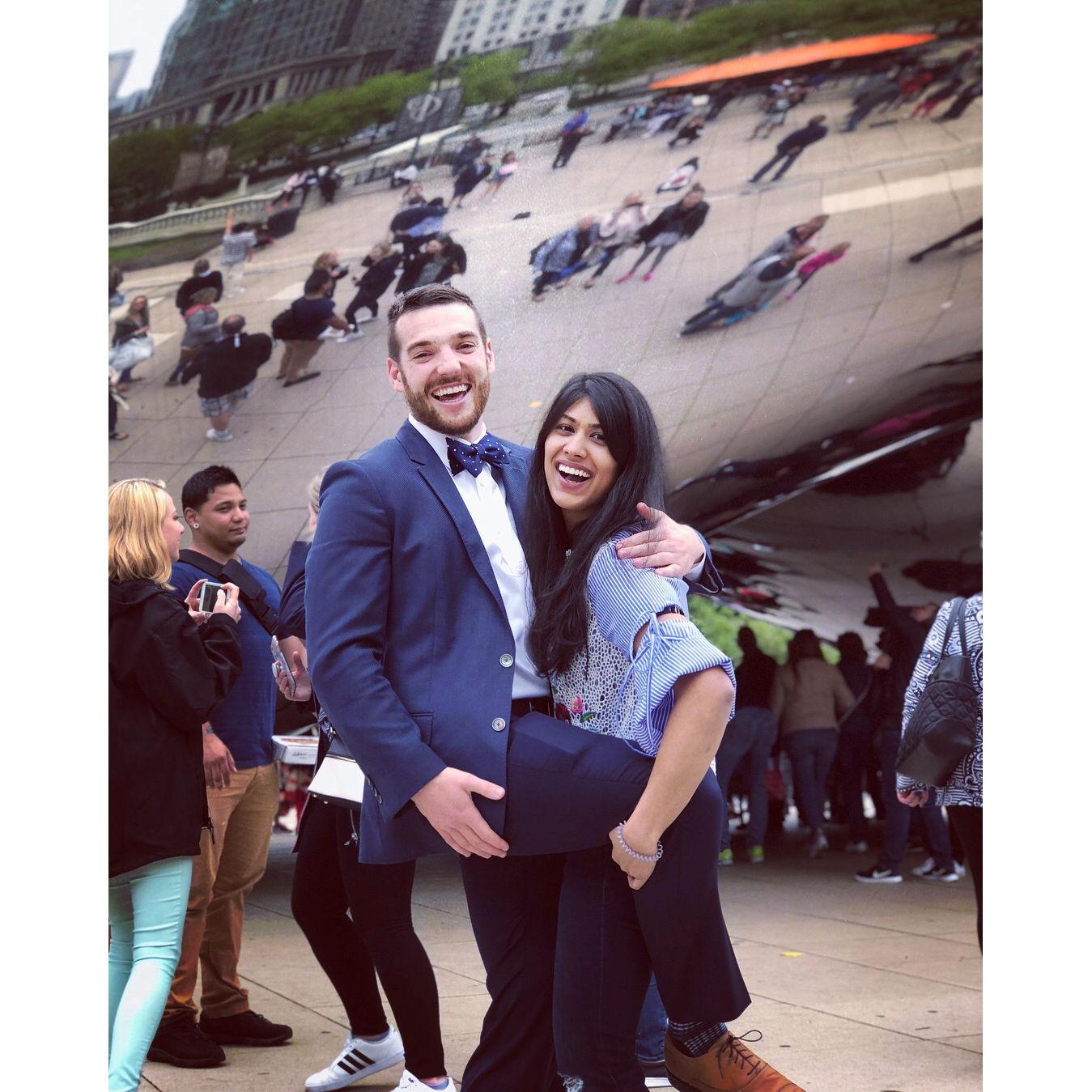 Our first pic together at the Bean in Chicago & and the birthplace of our iconic pose!