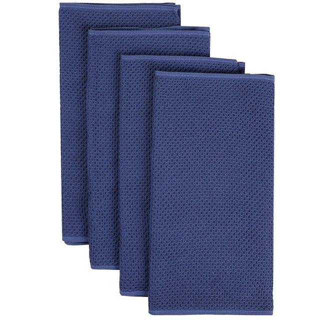 Homaxy 100% Cotton Waffle Weave Kitchen Dish Towels, Ultra Soft Absorbent Quick Drying Cleaning Towel, 13x28 Inches, 4-Pack, Navy Blue