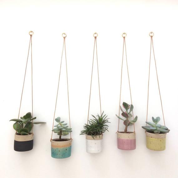 Black handmade ceramic hanging planter (small)