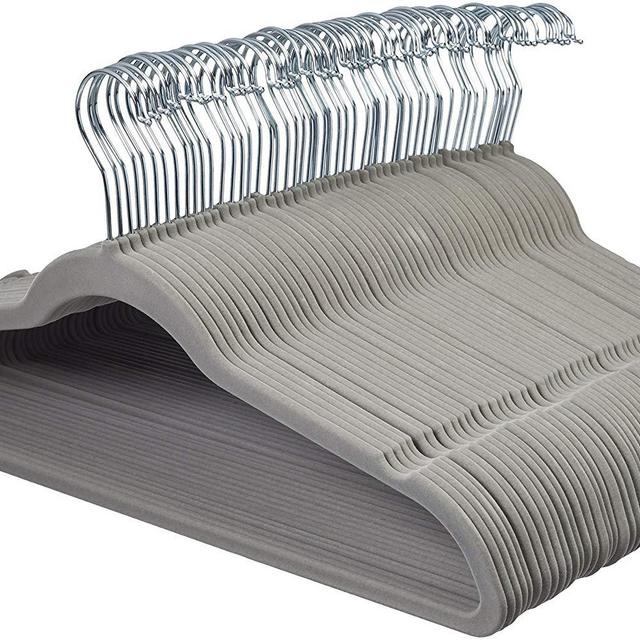 AmazonBasics Velvet Suit Hangers - 50-Pack, Grey