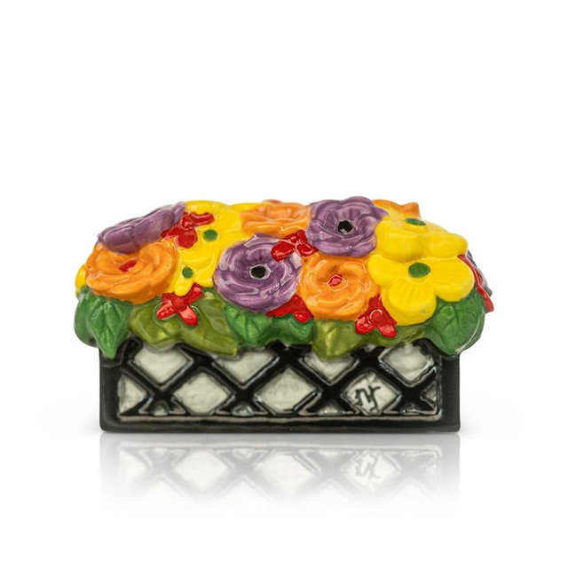 Nora Fleming Love Blooms here (Window Box) A409 Hand-Painted Ceramic Floral Décor - Spring Minis for The Home and Office