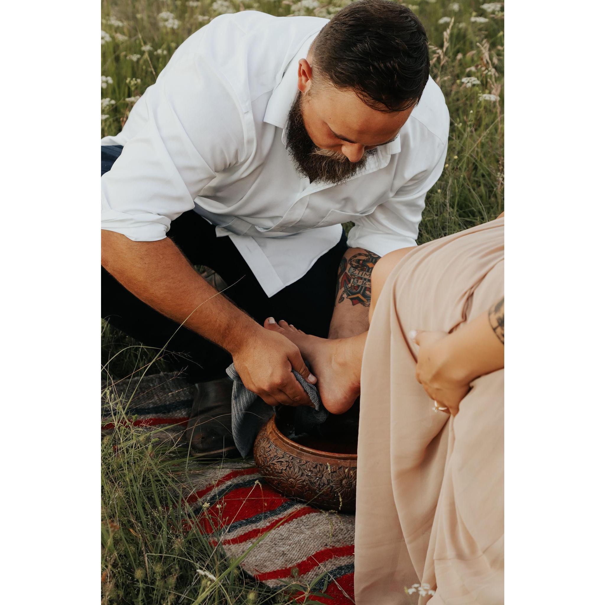This moment was so special. Cameron really wanted to wash my feet as an act of humility and service to me and to show me love me like Jesus.