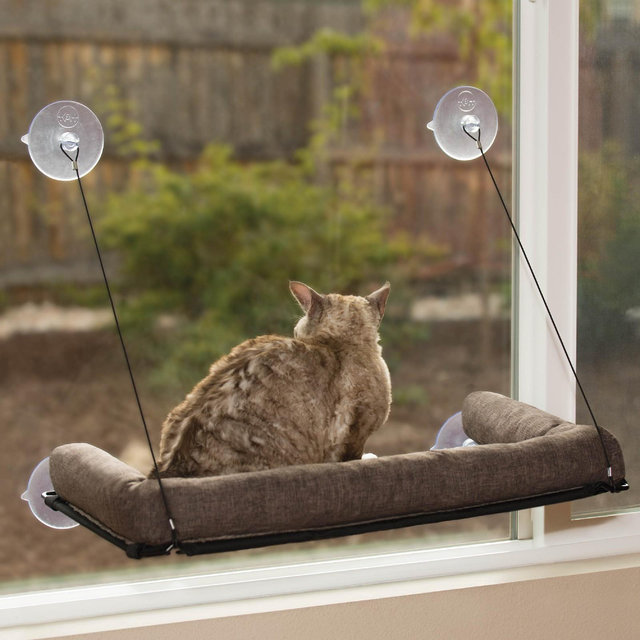 K&H Pet Products EZ Mount Kitty Sill Deluxe with Bolster Chocolate 12 X 23 Inches