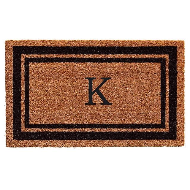 Calloway Mills 152961830K Black Border 18" x 30" Monogram Doormat, (Letter K)
