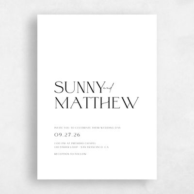 White Wedding Invitation - Blonshine Portrait