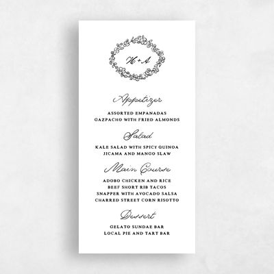 White Floral Wedding Menu - Leda