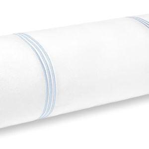 Hofdeco Premium Coastal Grandmillennial Patio Indoor Outdoor Bolster Pillow Cover Only, 6"x20" Water Repellent for Backyard, Couch, Poolside, Baby Blue Embroidered Stripes