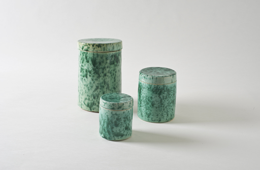 Green on Green Splatterware Canisters