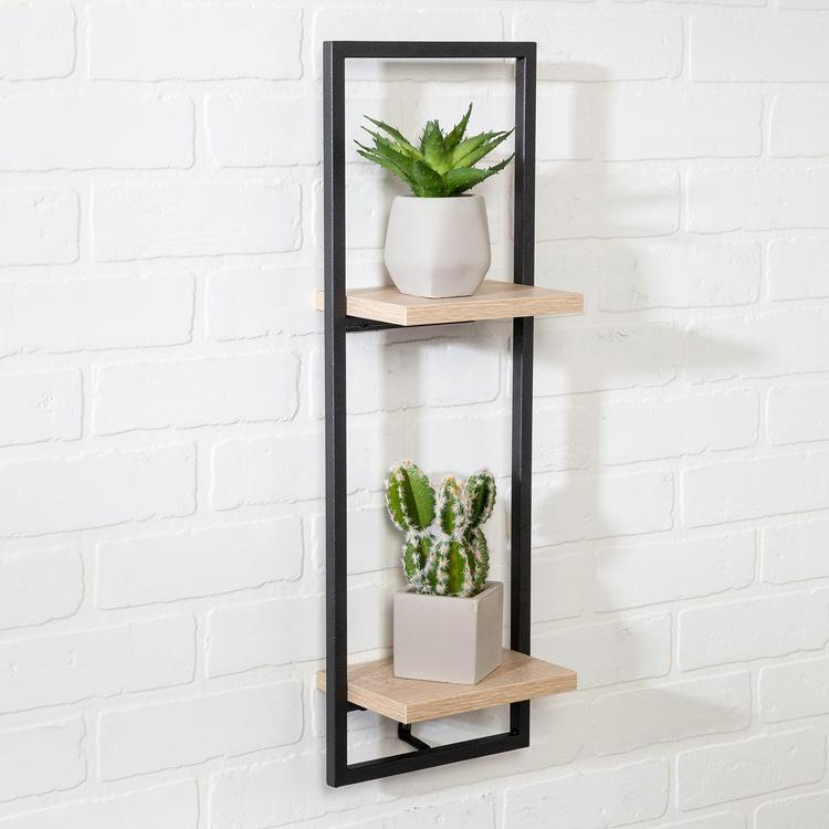 Honey Can Do Three-Tier Black Industrial Wall Shelf