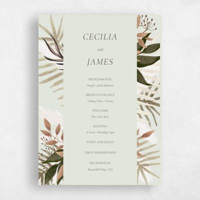 Lightest Green Wedding Program - Segovia
