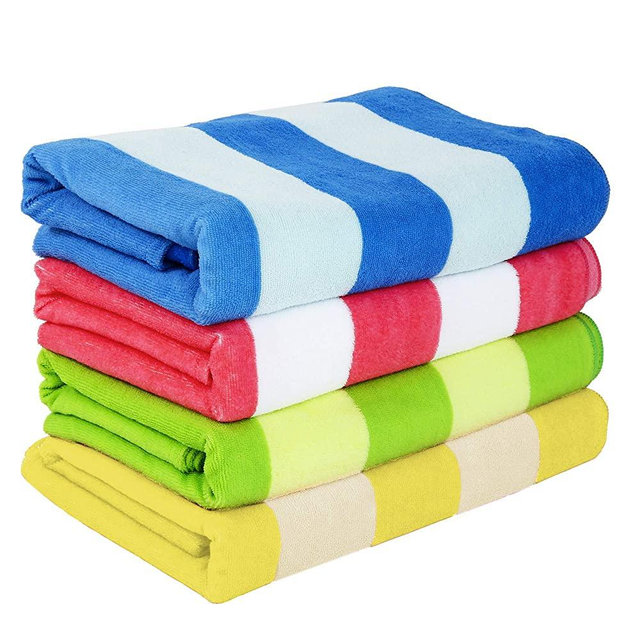 Exclusivo Mezcla 4-Pack Microfiber Cabana Striped Large Beach/Pool/Bath Towel for Adults (30" x 60")—Soft, Quick Dry, Lightweight and Plush