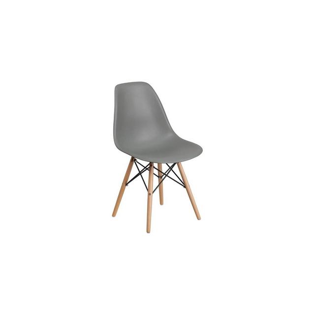 Elon Series Plastic Chair with Wooden Legs Moss Gray - Riverstone Furniture Collection