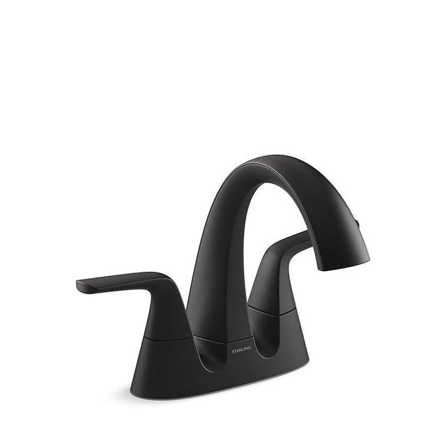 KOHLER Sterling K-27374-4-BL Ludington Single Handle Bathroom Sink Faucet, 1.2 gpm, Matte Black