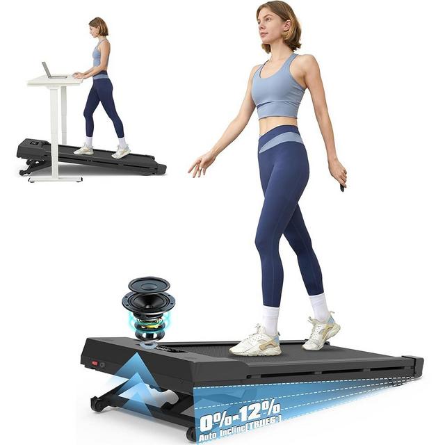 Walking Pad Treadmill with 12% 9-Level Auto Incline, 450 lbs Capacity Bluetooth Speaker Under Desk Treadmills for Home, 5MPH